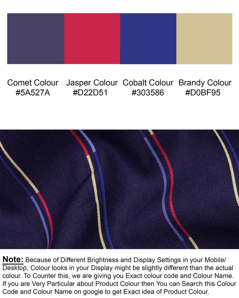 Comet Blue Multicolour Striped Royal Oxford Shirt