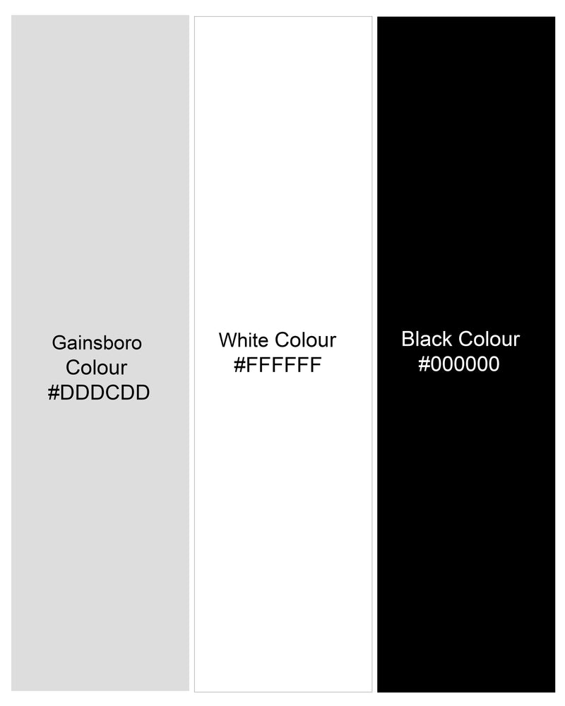 Gainsboro Gray with Black Guitar Hand Painted Premium Cotton Designer Shirt  6887-ART-P126-38,6887-ART-P126-39,6887-ART-P126-40,6887-ART-P126-42,6887-ART-P126-44,6887-ART-P126-46,6887-ART-P126-48,6887-ART-P126-50,6887-ART-P126-52