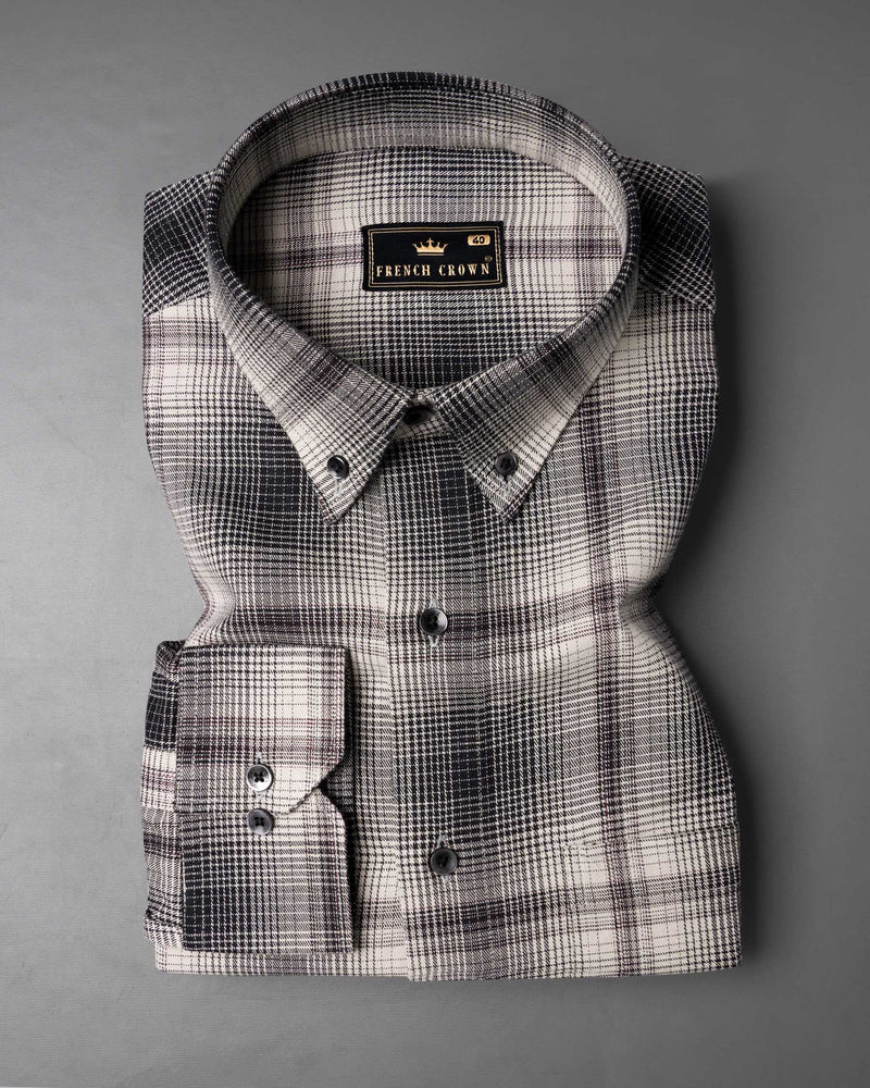 Black and White Premium Twill Checkered Premium Cotton Shirt