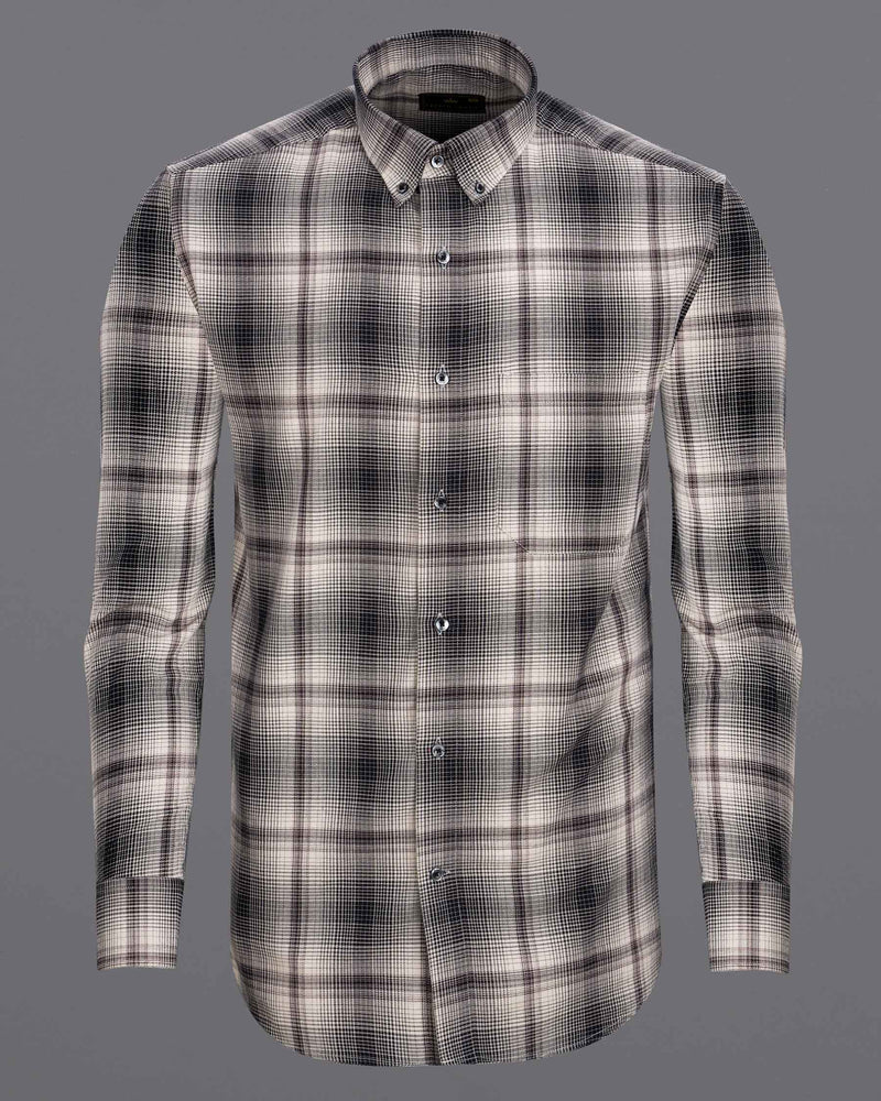 Black and White Premium Twill Checkered Premium Cotton Shirt