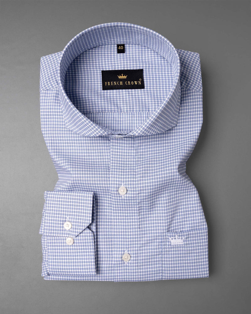 White and Wistful Blue Checkered Premium Cotton Shirt