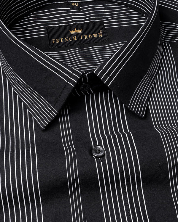 Jade Black Twill Striped Premium Cotton Shirt