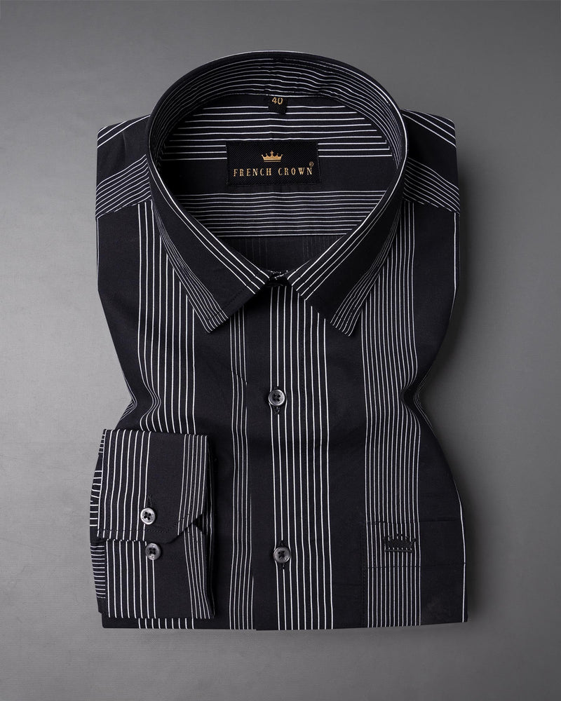 Jade Black Twill Striped Premium Cotton Shirt