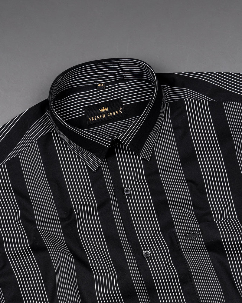 Jade Black Twill Striped Premium Cotton Shirt