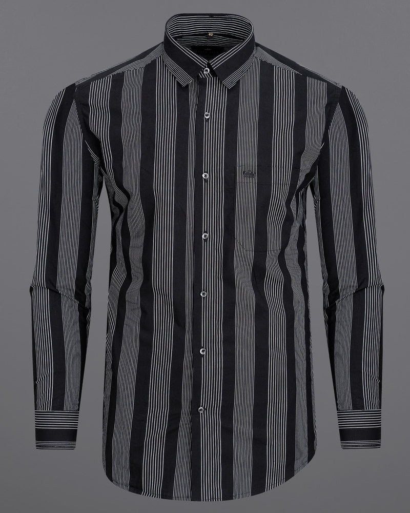 Jade Black Twill Striped Premium Cotton Shirt