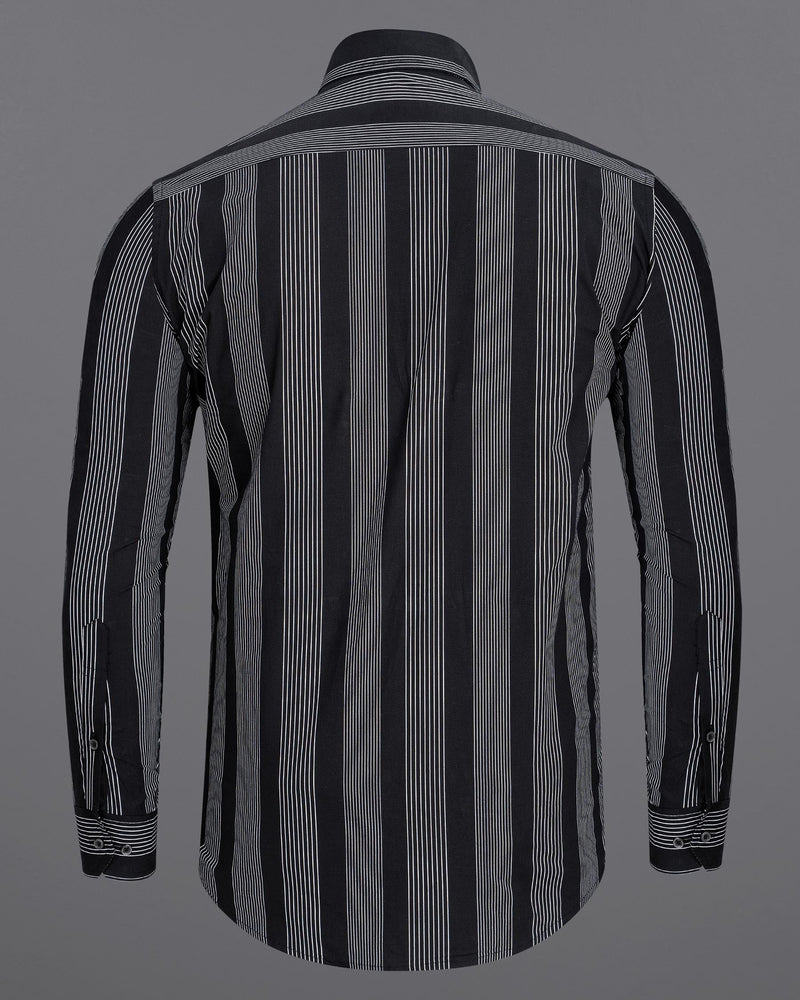 Jade Black Twill Striped Premium Cotton Shirt