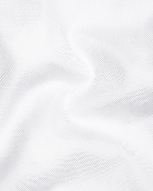 Bright White Diagonal Striped Twill Premium Cotton Shirt