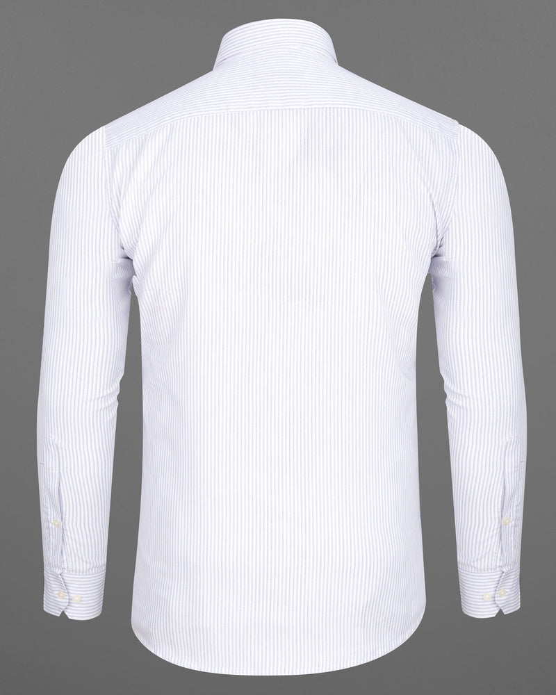 Bright White Striped Twill Premium Cotton Shirt