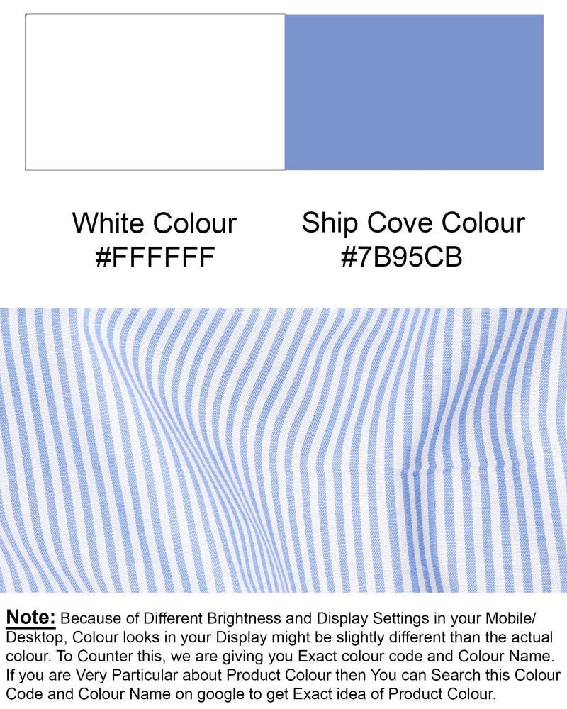 Ship Cove with White Collar Striped Premium Cotton Shirt