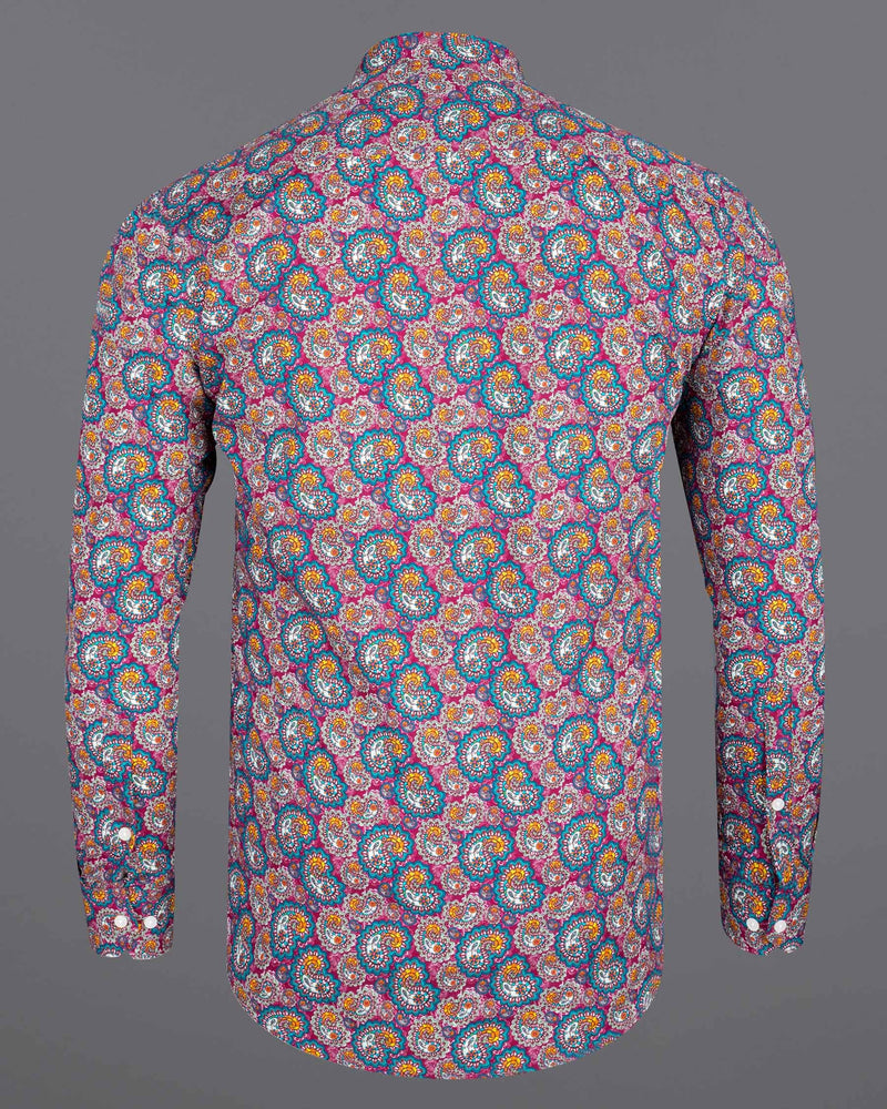 Ethnic inspired Pink Paisley Printed Premium Cotton Shirt