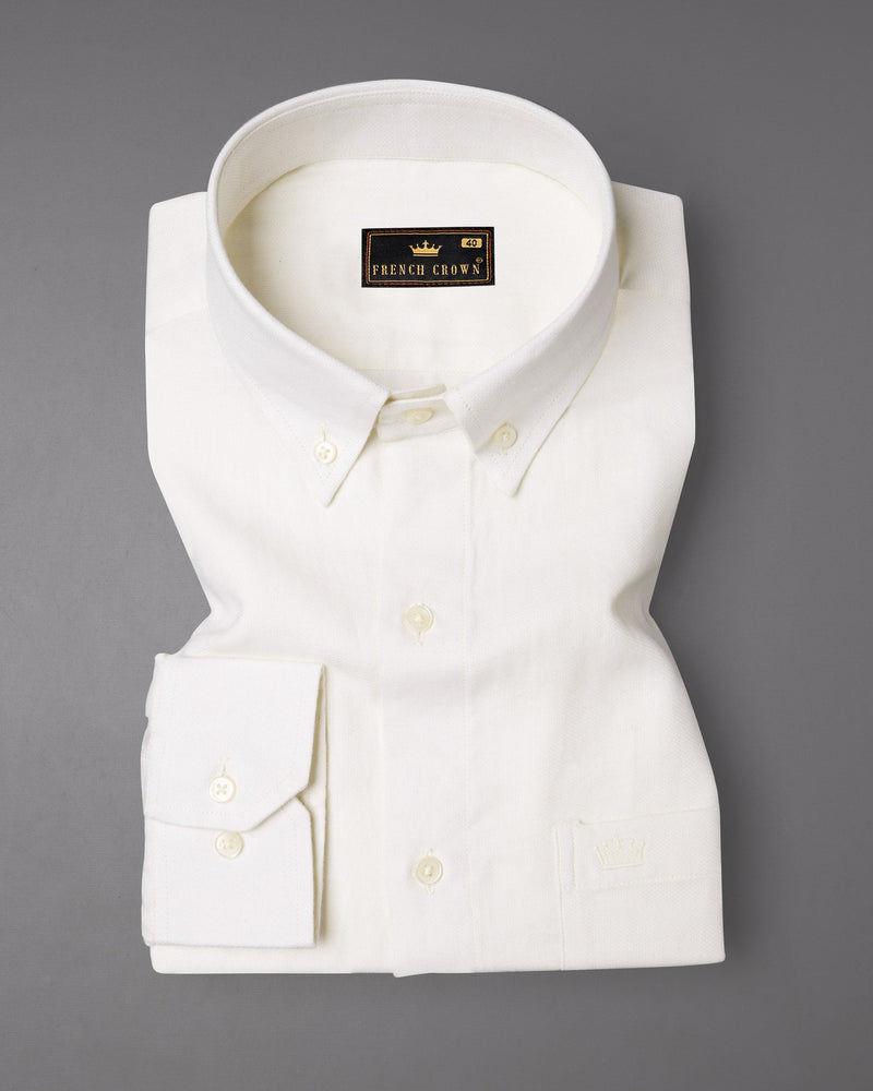 Off White Dobby Textured Premium Giza Cotton Shirt