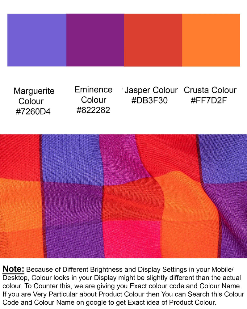 Marguerite Blue Multicolor Box Printed Premium Tencel Shirt