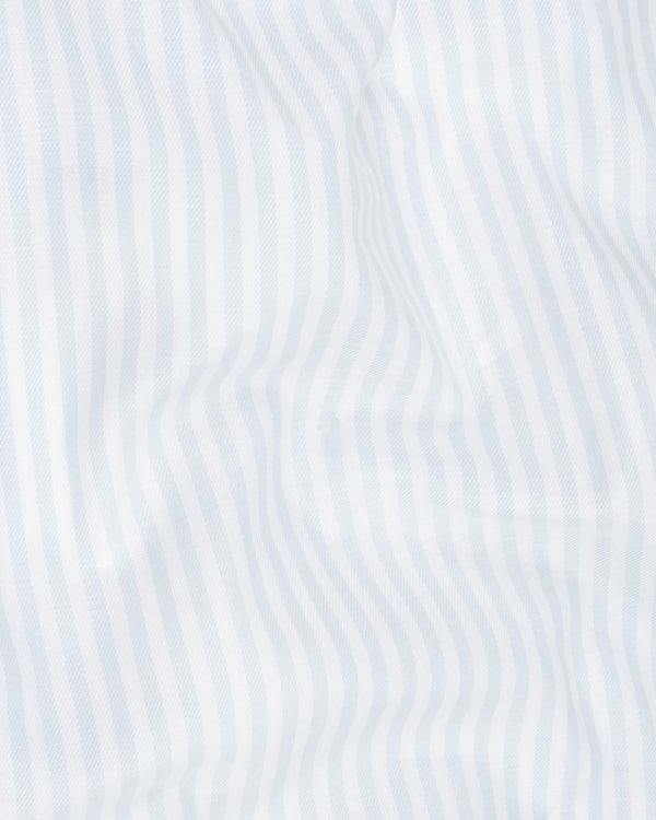 Bright White and Geyser Striped Twill Premium Cotton Shirt