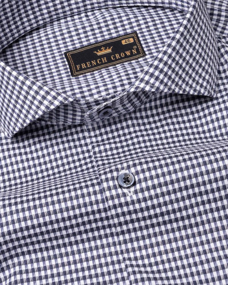 Bleached Cedar Checkered Dobby Textured Premium Giza Cotton Shirt
