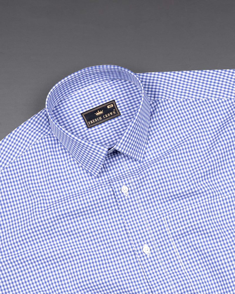 Portage Blue Checkered Premium Cotton Shirt