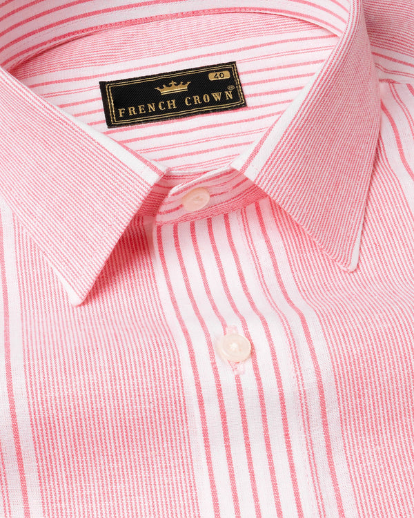 Froly Pink Striped Luxurious Linen Shirt