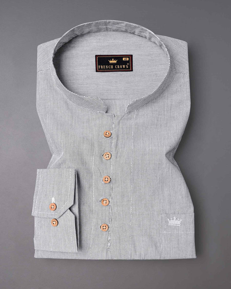 Wenge Gray Pin Striped Premium Cotton Kurta Shirt