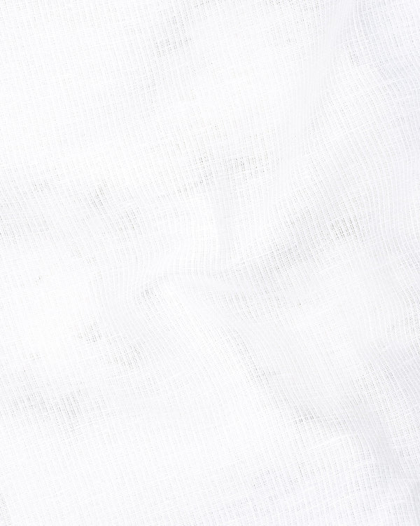 Bright White Striped Dobby Textured Premium Giza Cotton Shirt