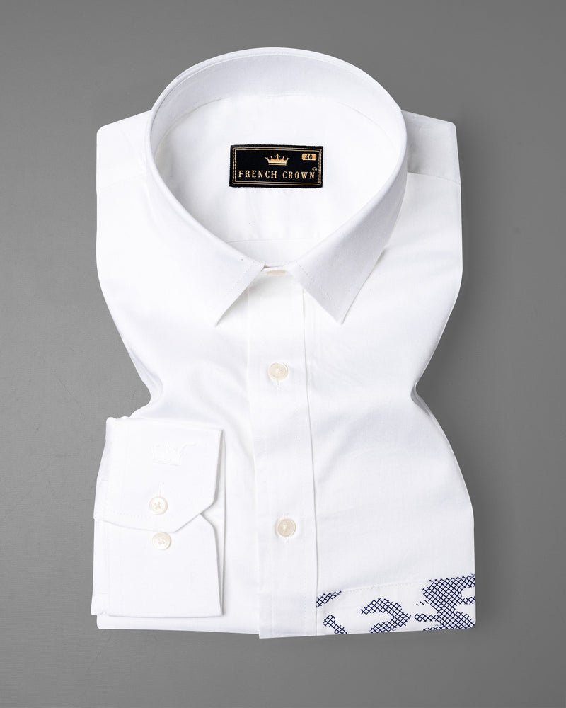 Bright White Camo Patchwork Super Soft Premium Cotton Designer Shirt