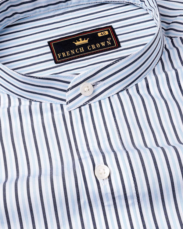 Periwinkle Blue Striped Premium Cotton Shirt