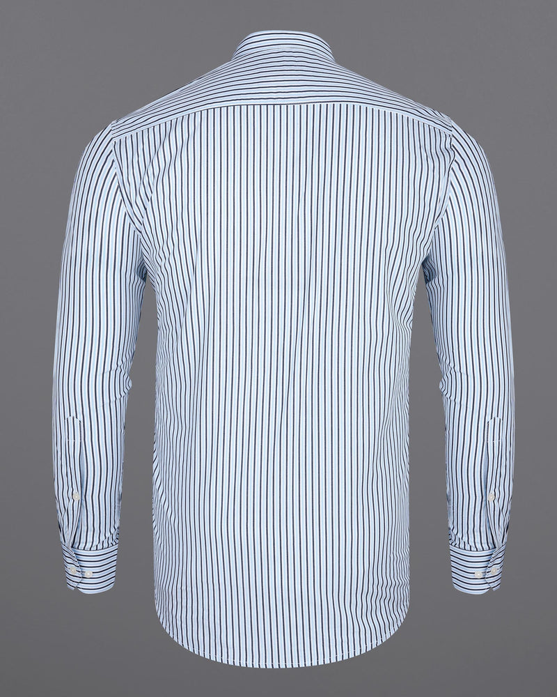 Periwinkle Blue Striped Premium Cotton Shirt