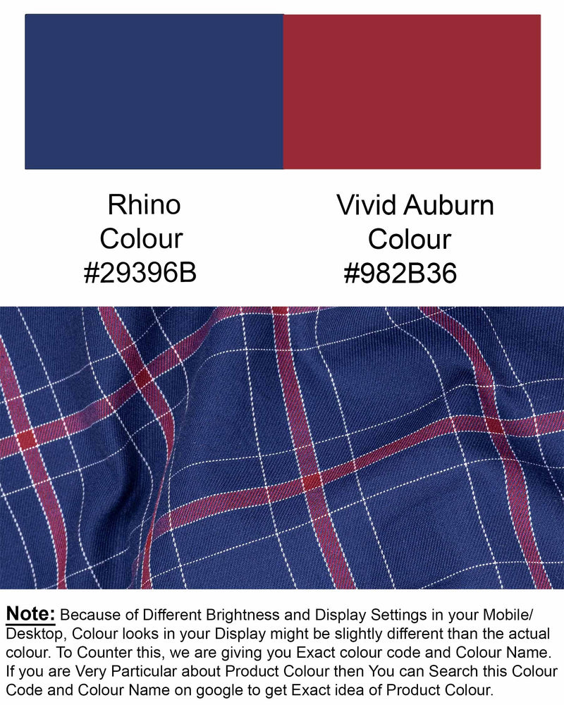 Rhino Blue Windowpane Twill Premium Cotton Shirt