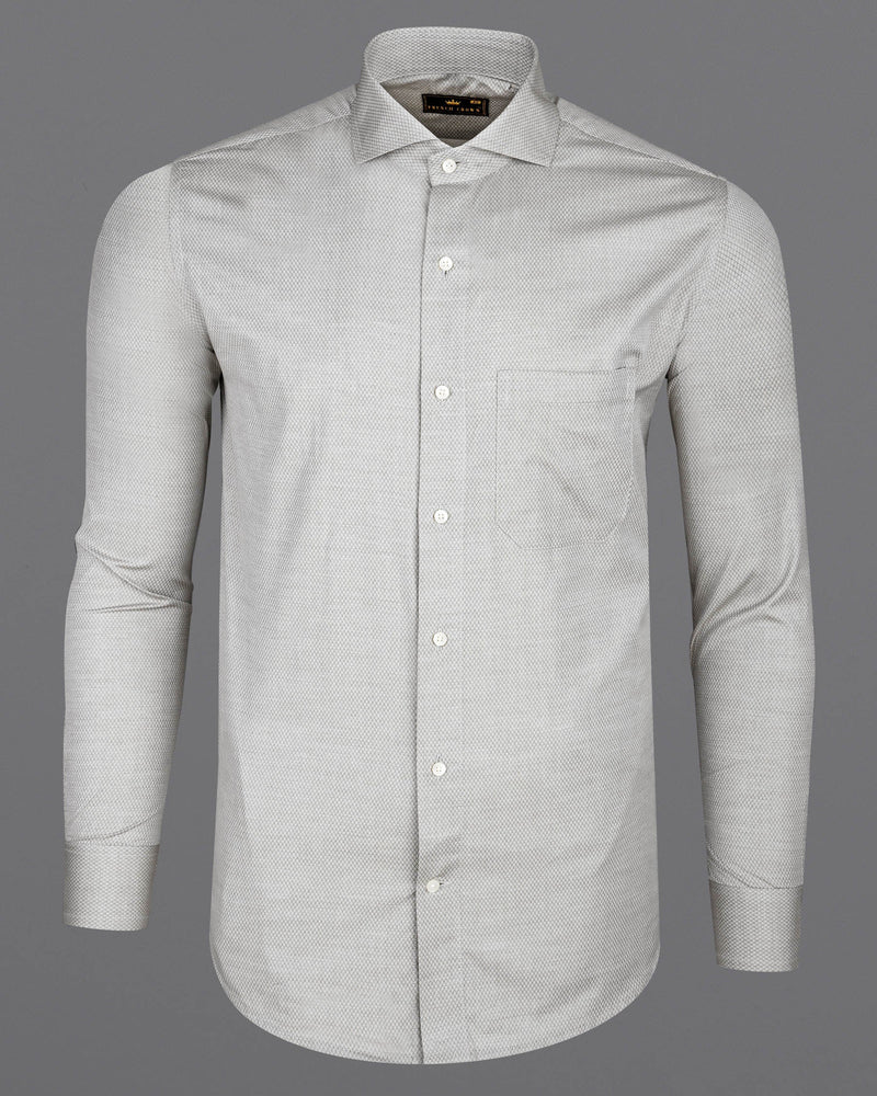 Timberwolf and Sandrift Geometrical Patterned Dobby Textured Premium Giza Cotton Shirt