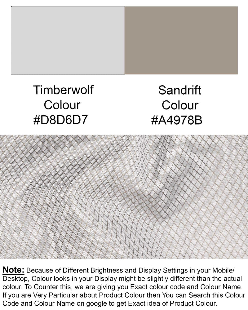 Timberwolf and Sandrift Geometrical Patterned Dobby Textured Premium Giza Cotton Shirt