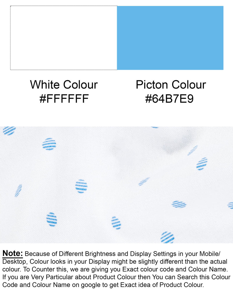 Bright White and Picton Blue Dotted Super Soft Premium Cotton Shirt