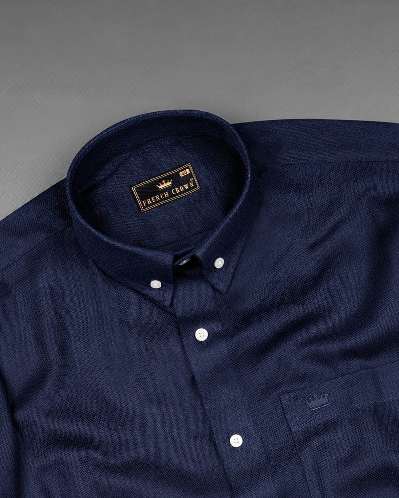 Rhino Blue Dobby Textured Premium Giza Cotton Shirt