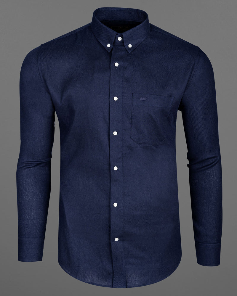 Rhino Blue Dobby Textured Premium Giza Cotton Shirt