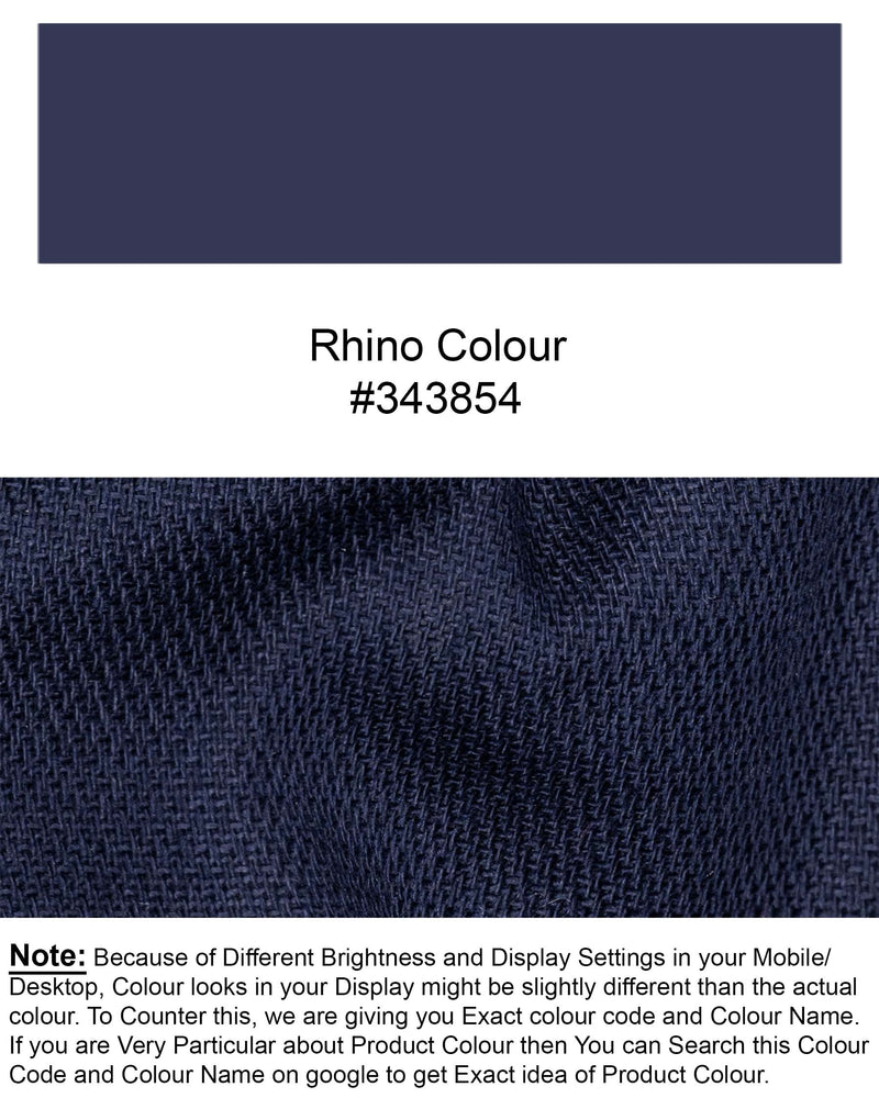 Rhino Blue Dobby Textured Premium Giza Cotton Shirt