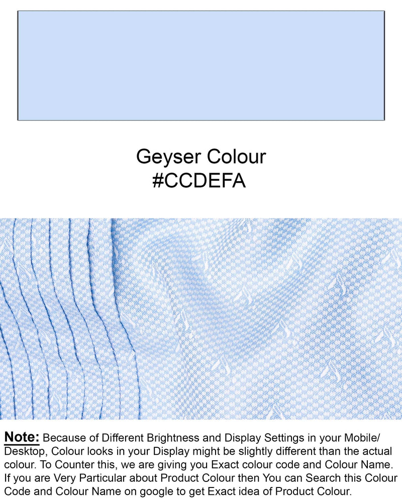 Geyser Blue Snake Pleated Dobby Textured Premium Giza Cotton Tuxedo Shirt