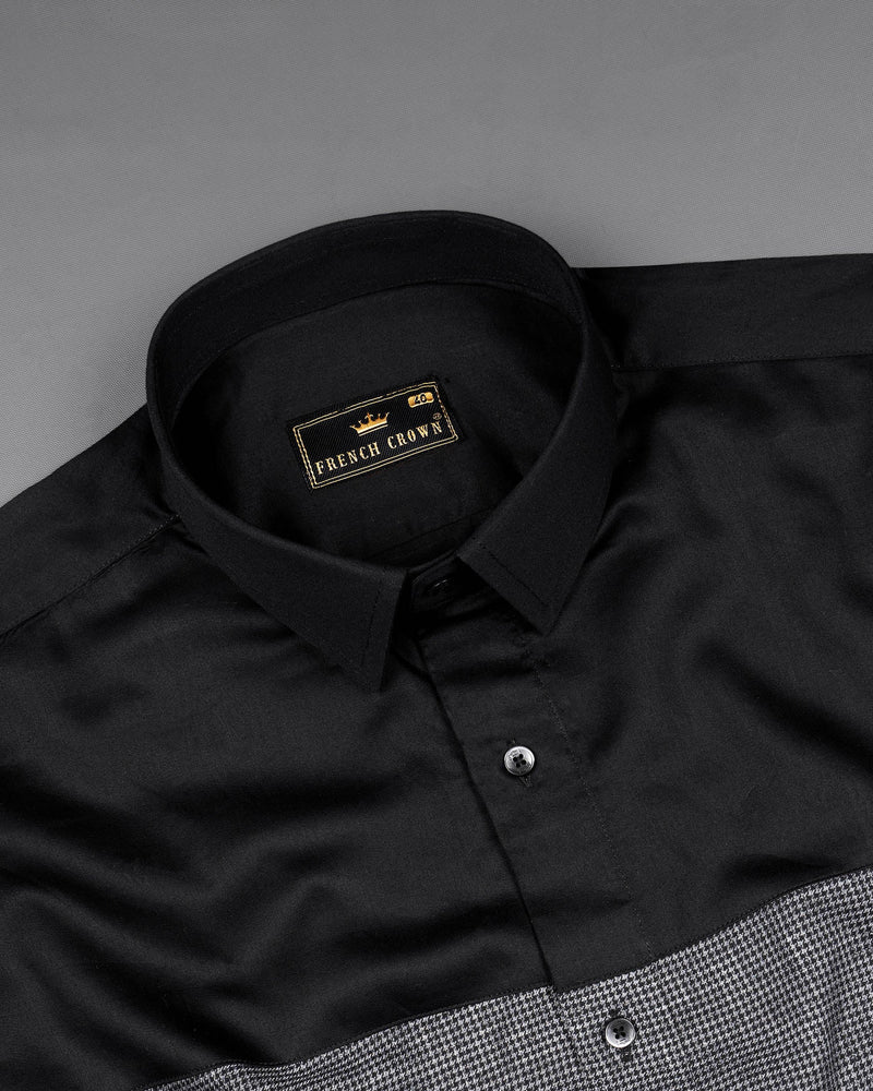 Grey and Black Houndstooth Designer Shirt