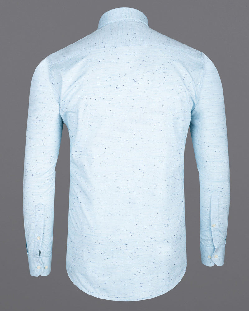 Mercury Blue and Downriver Blue Twill Textured Premium Cotton Shirt
