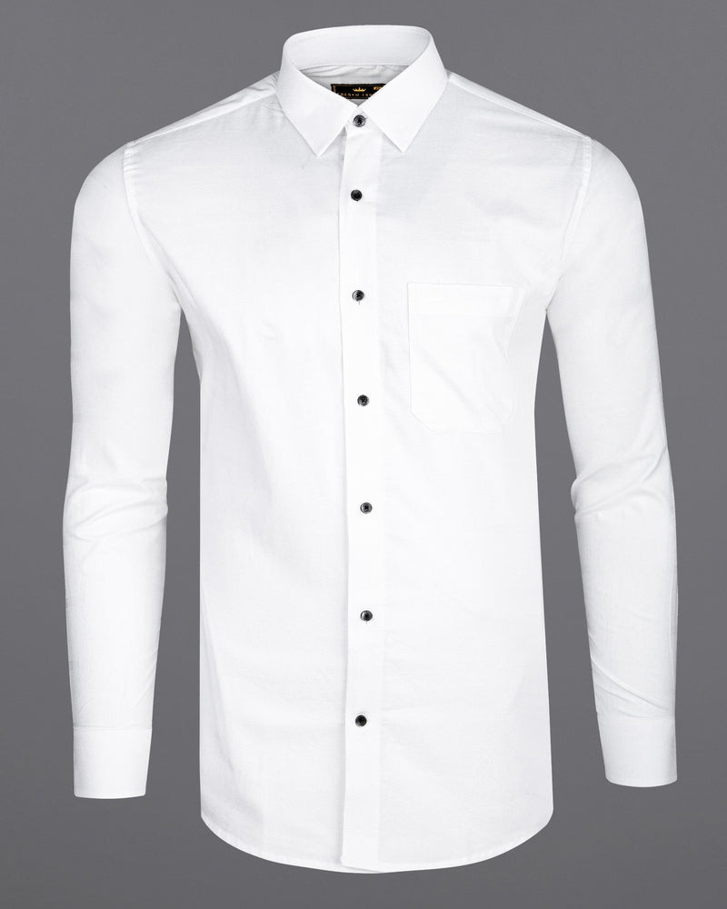 Lily White Dobby Textured Premium Cotton Shirt