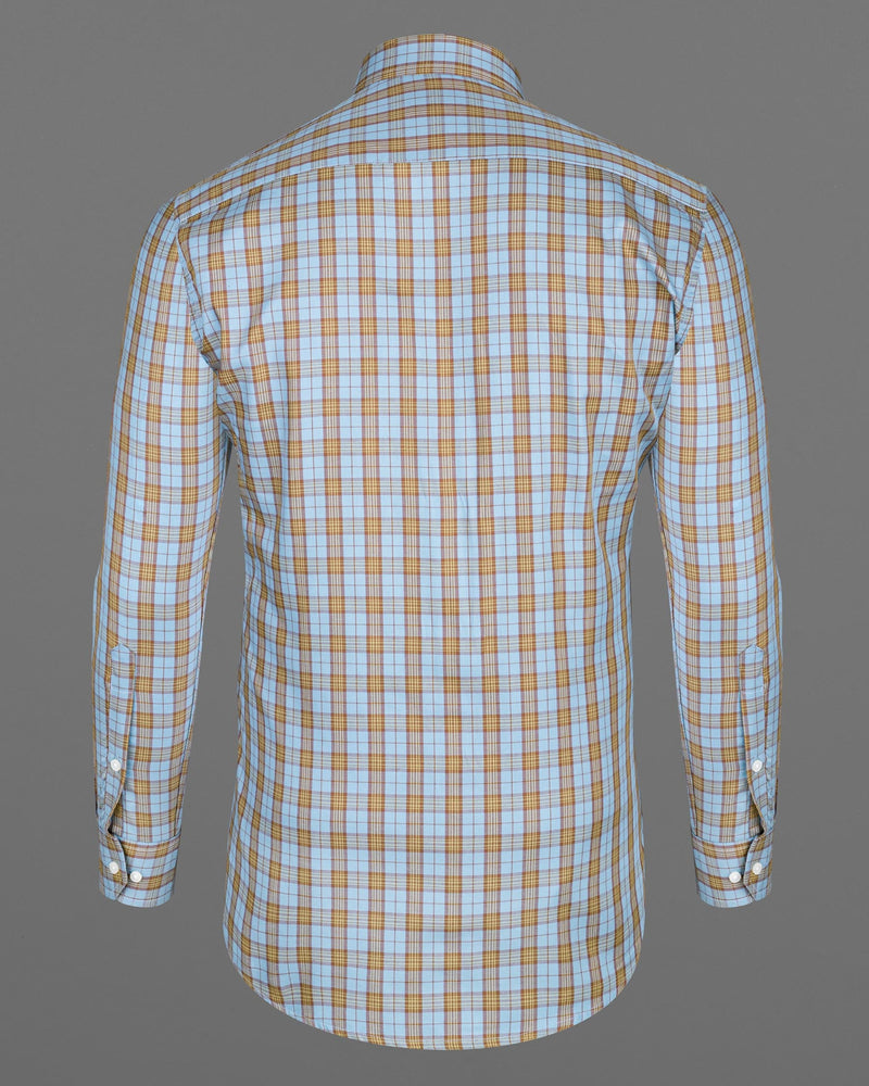 Cloudy Blue Plaid Twill Premium Cotton Shirt