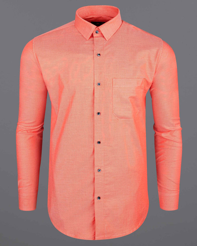 Light Salmon Dobby Textured Premium Giza Cotton Shirt