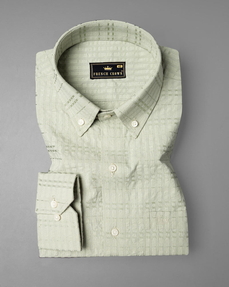 Pearl Bush with Pale Oyster Striped Seersucker Giza Cotton Shirt