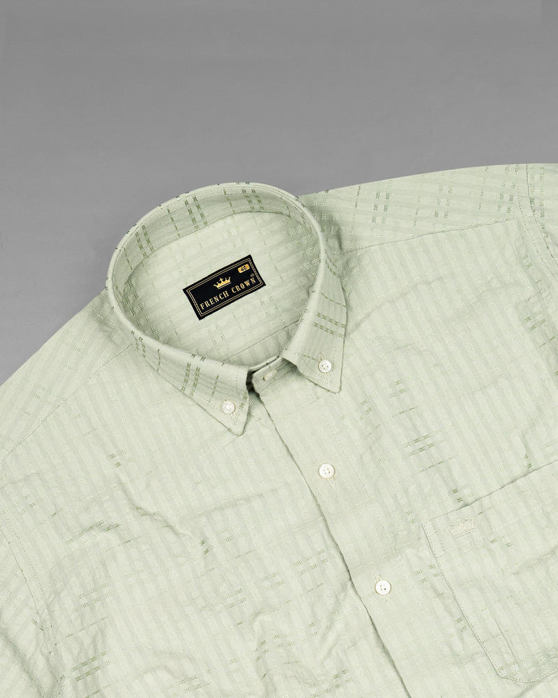 Pearl Bush with Pale Oyster Striped Seersucker Giza Cotton Shirt