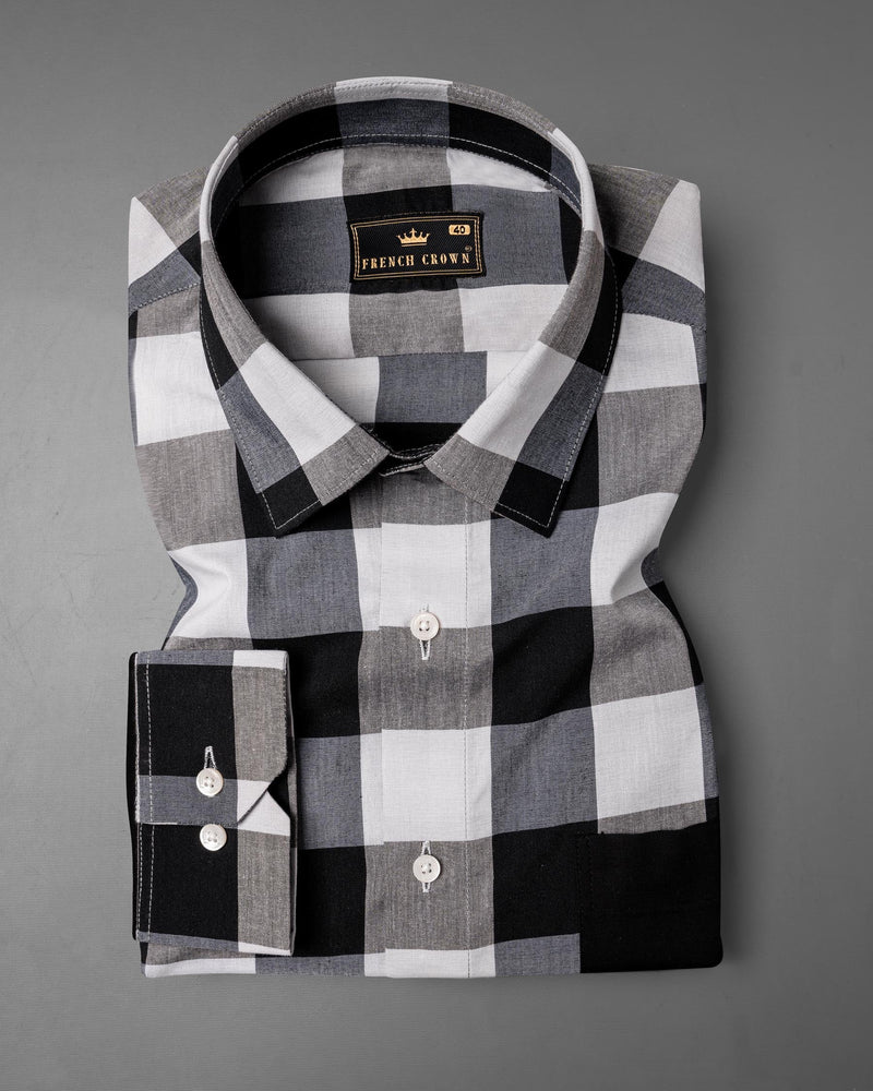 Jade Black and White Checked Premium Cotton Designer Shirt