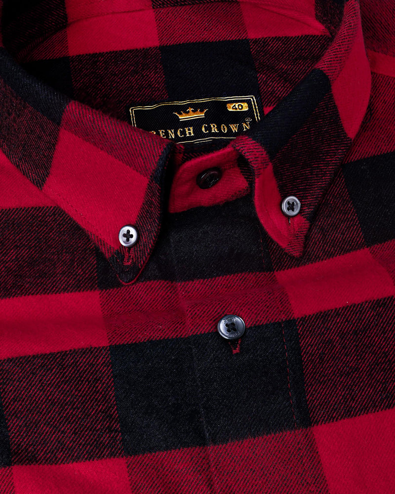Cardinal Red and Jade Black Flannel Overshirt