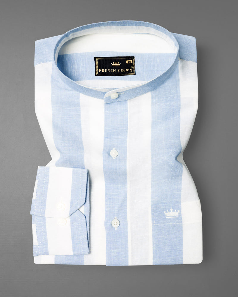 White and Gainsboro Blue Striped Luxurious Linen Shirt 7062-M-38,7062-M-38,7062-M-39,7062-M-39,7062-M-40,7062-M-40,7062-M-42,7062-M-42,7062-M-44,7062-M-44,7062-M-46,7062-M-46,7062-M-48,7062-M-48,7062-M-50,7062-M-50,7062-M-52,7062-M-52