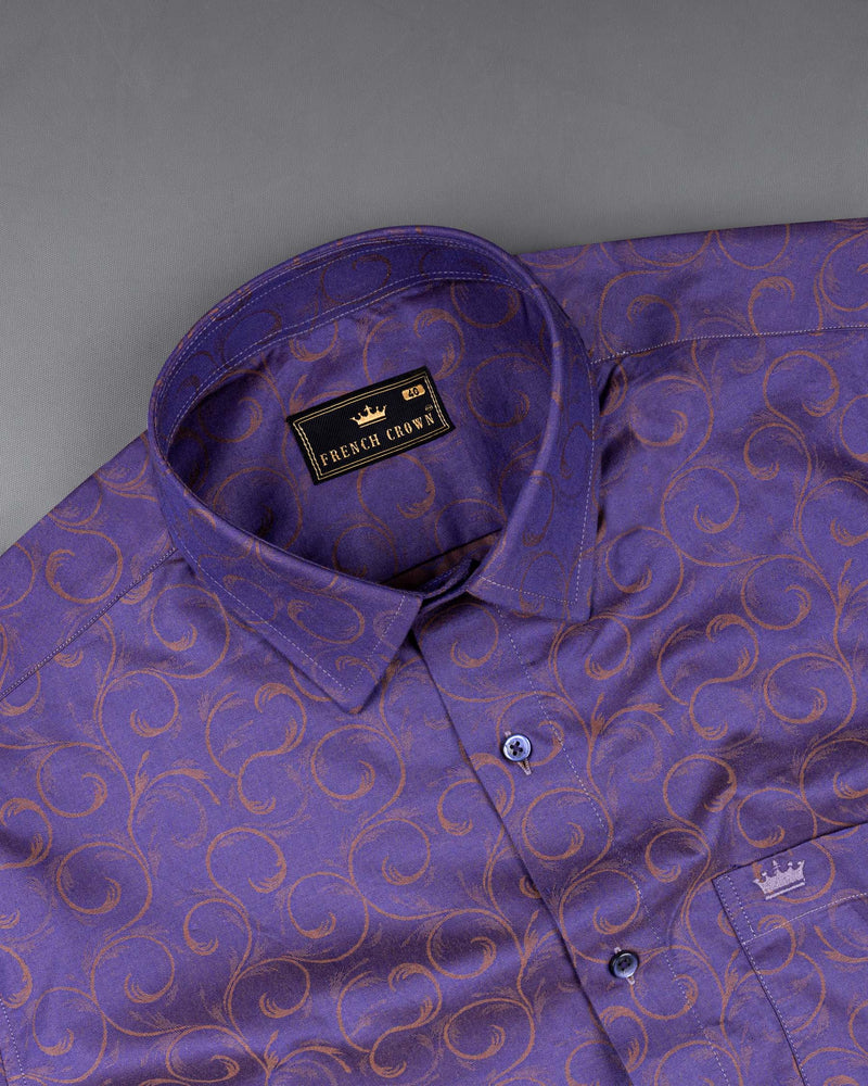Comet Blue Jacquard Textured Premium Giza Cotton Shirt