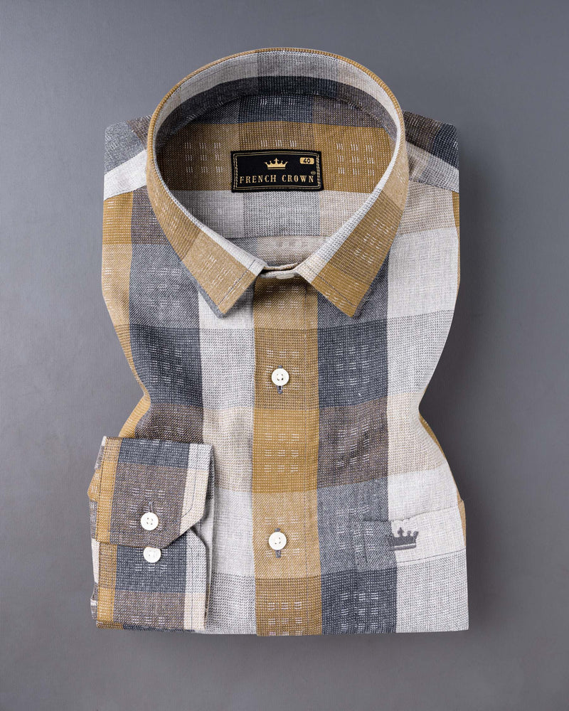 Cameo Brown with Bright White and Mobster Gray Twill Premium Cotton Shirt
