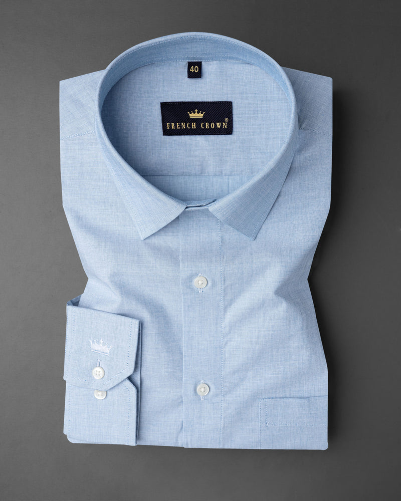 Pale Cerulean Blue Premium Cotton Shirt