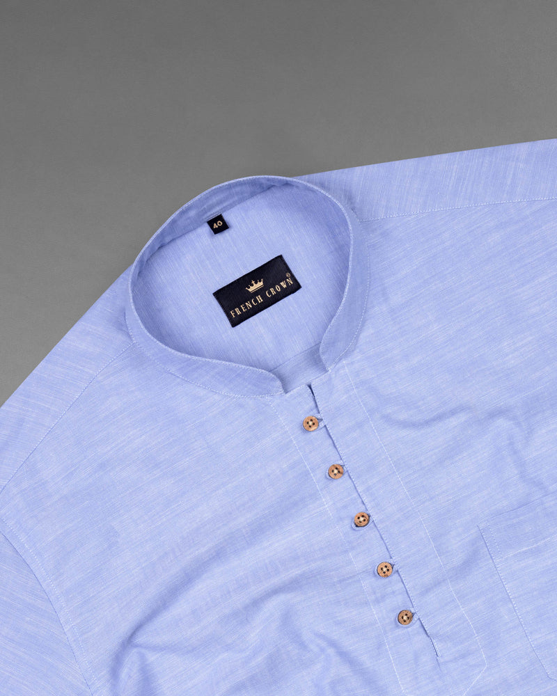 Light Periwinkle Blue Luxurious Linen Kurta Shirt