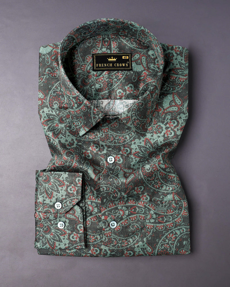 Oxley green and Thunder Paisley Super Soft Premium Cotton Shirt 7153-GR-38,7153-GR-H-38,7153-GR-39,7153-GR-H-39,7153-GR-40,7153-GR-H-40,7153-GR-42,7153-GR-H-42,7153-GR-44,7153-GR-H-44,7153-GR-46,7153-GR-H-46,7153-GR-48,7153-GR-H-48,7153-GR-50,7153-GR-H-50,7153-GR-52,7153-GR-H-52