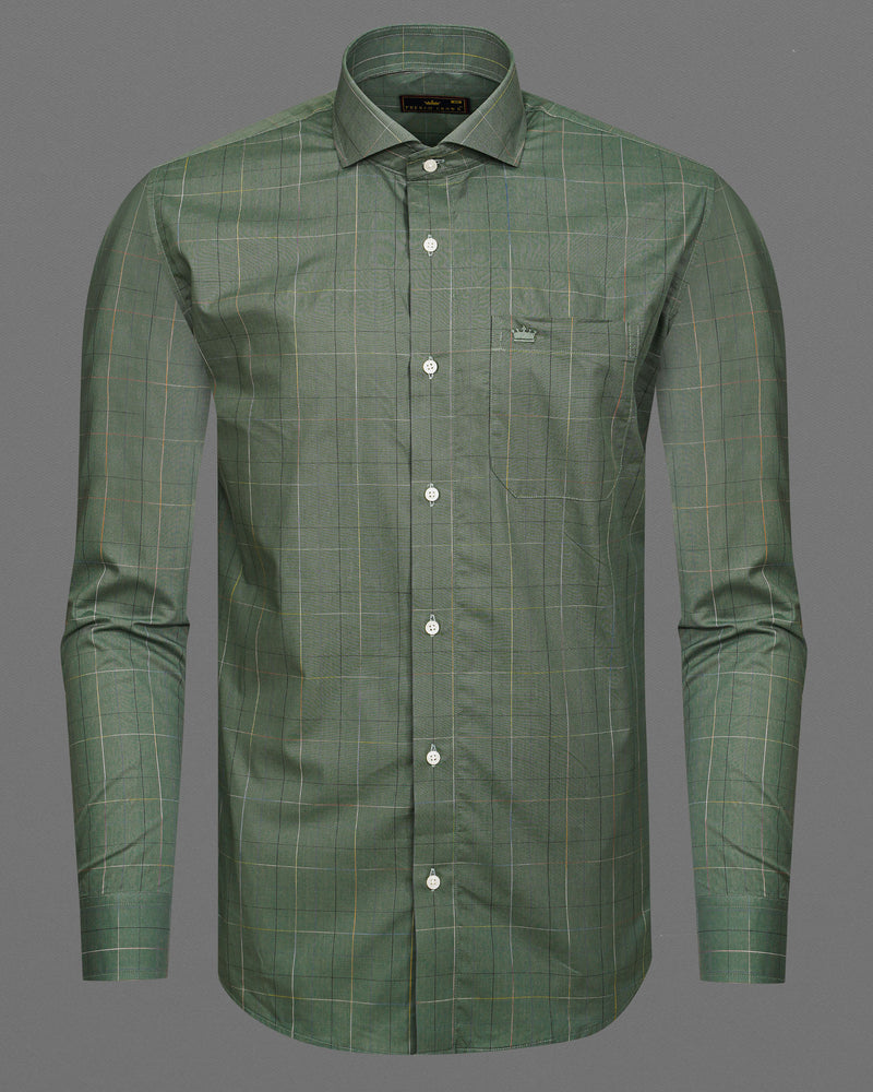 Glade Green windowpane Premium Cotton Shirt