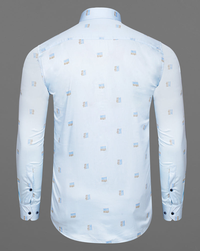 French Pass Blue Printed Super Soft Premium Cotton Shirt